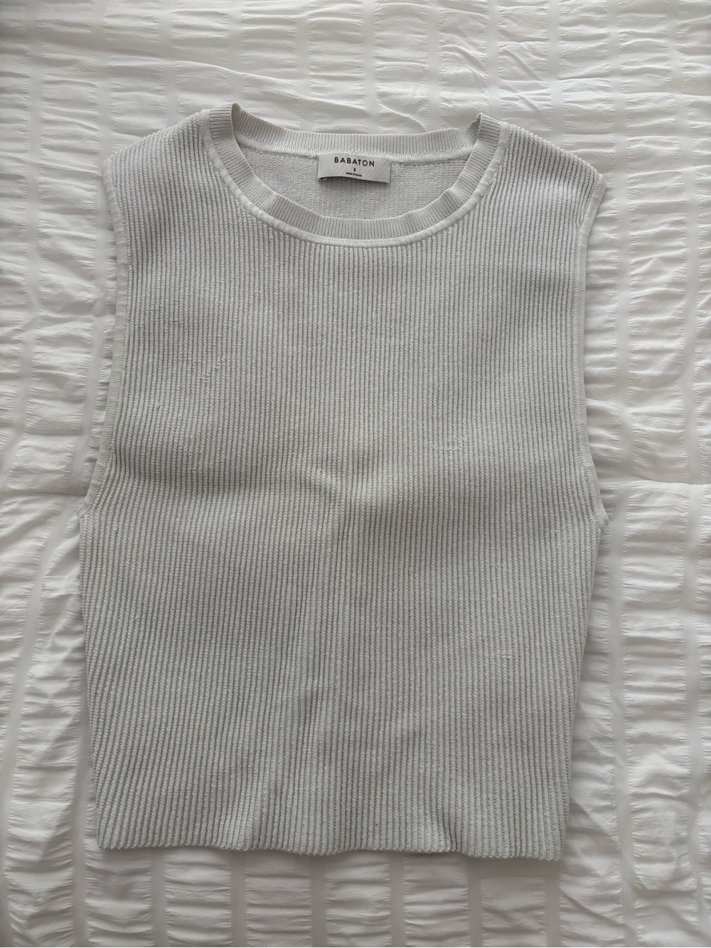 Babaton Cream Ribbed Knit Tank Top